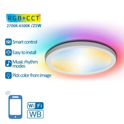 Aigostar - Стельовий RGBW-світильник з регулюванням яскравості LED/25W/230V 2700-6500K Wi-Fi