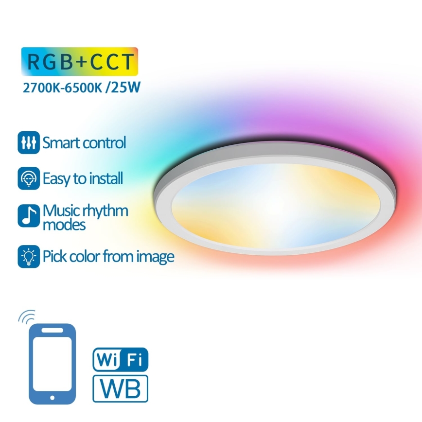 Aigostar - Стельовий RGBW-світильник з регулюванням яскравості LED/25W/230V 2700-6500K Wi-Fi