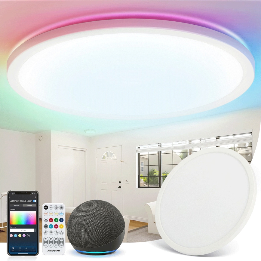 Aigostar - Стельовий RGBW-світильник з регулюванням яскравості MESH LED/36W/230V 3000-6500K білий + пульт дистанційного керування