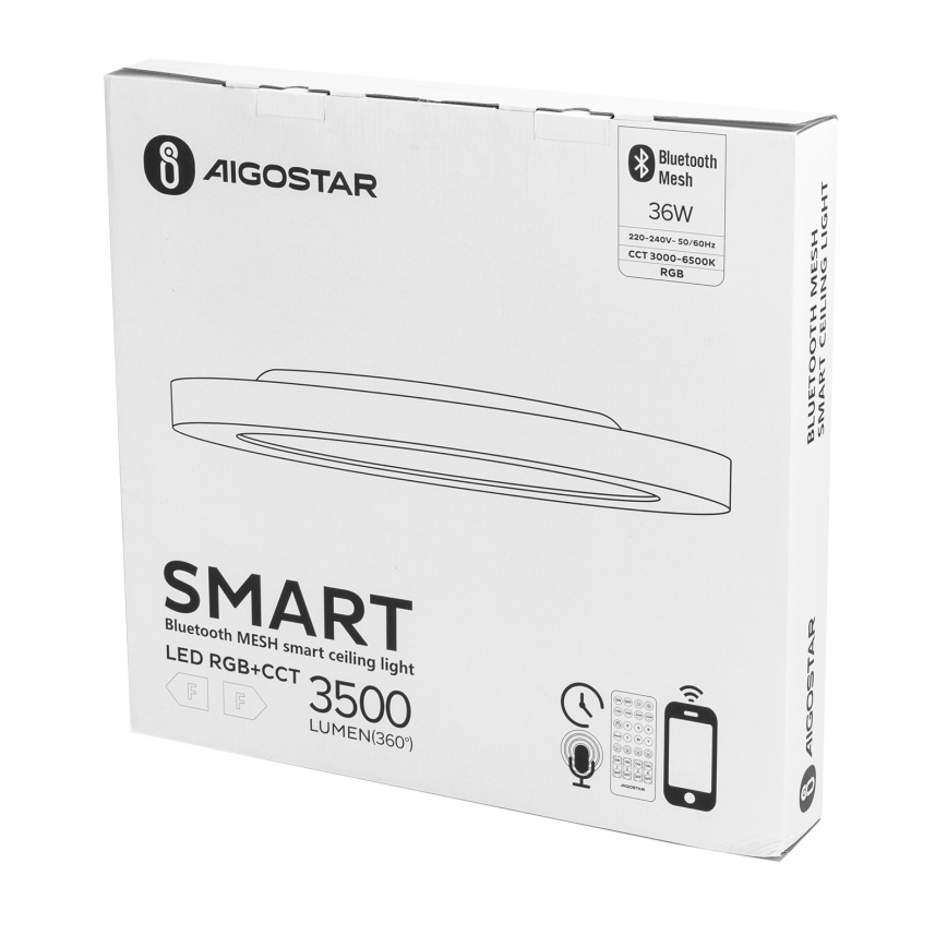 Aigostar - Стельовий RGBW-світильник з регулюванням яскравості MESH LED/36W/230V 3000-6500K білий + пульт дистанційного керування