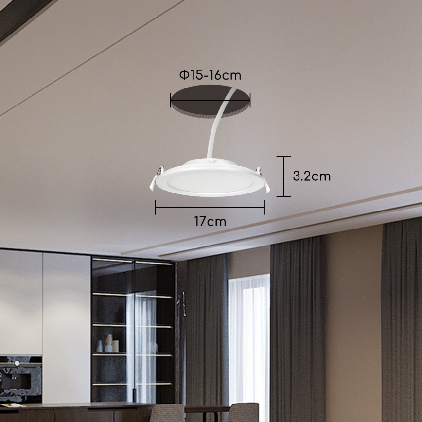 Aigostar - Стельовий вбудований LED світильник з регулюванням яскравості 12W/230V діаметр 17 см Wi-Fi