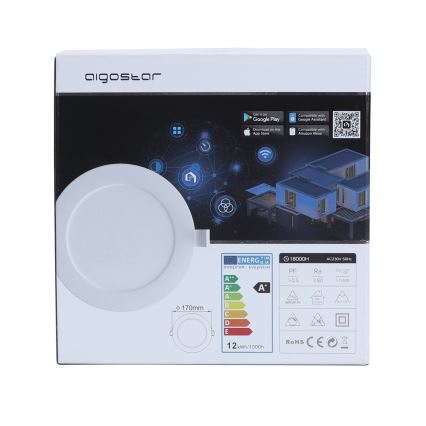 Aigostar - Стельовий вбудований LED світильник з регулюванням яскравості 12W/230V діаметр 17 см Wi-Fi