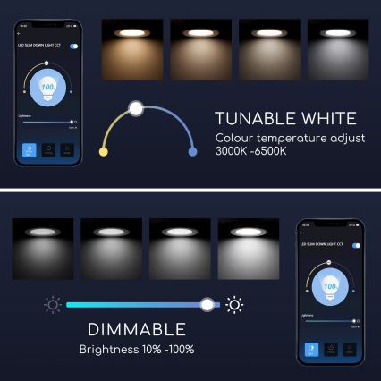 Aigostar - Стельовий вбудований LED світильник з регулюванням яскравості 18W/230V діаметр 22 см Wi-Fi