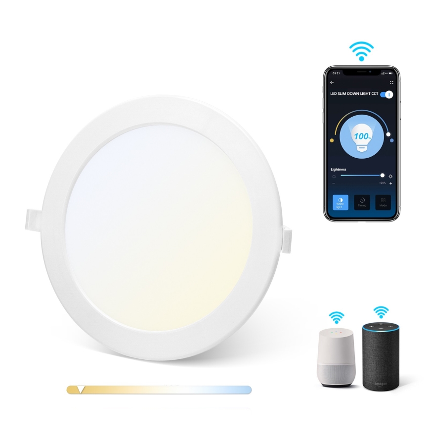 Aigostar - Стельовий вбудований LED світильник з регулюванням яскравості 18W/230V діаметр 22 см Wi-Fi