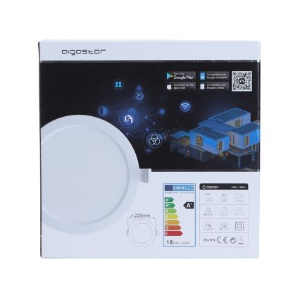 Aigostar - Стельовий вбудований LED світильник з регулюванням яскравості 18W/230V діаметр 22 см Wi-Fi