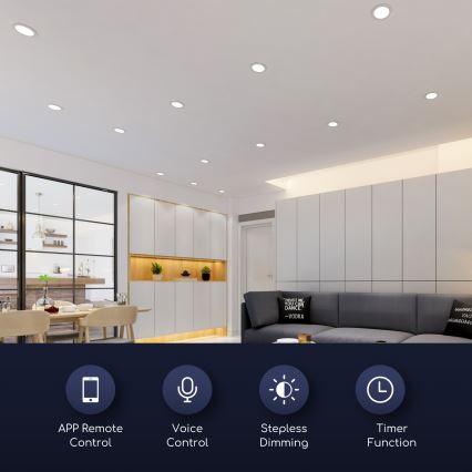 Aigostar - Стельовий вбудований LED світильник з регулюванням яскравості 6W/230V діаметр 11,5 см Wi-Fi