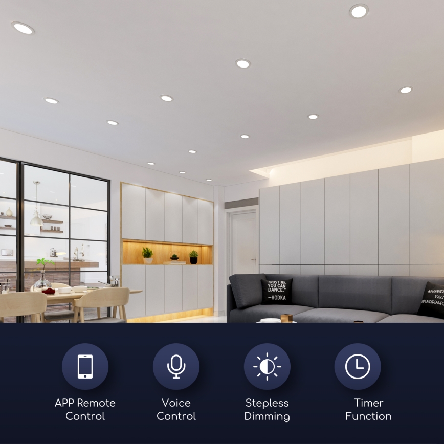 Aigostar - Стельовий вбудований LED світильник з регулюванням яскравості 6W/230V діаметр 11,5 см Wi-Fi