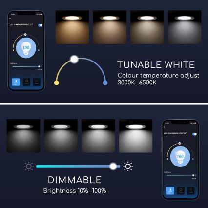 Aigostar - Стельовий вбудований LED світильник з регулюванням яскравості 6W/230V діаметр 11,5 см Wi-Fi