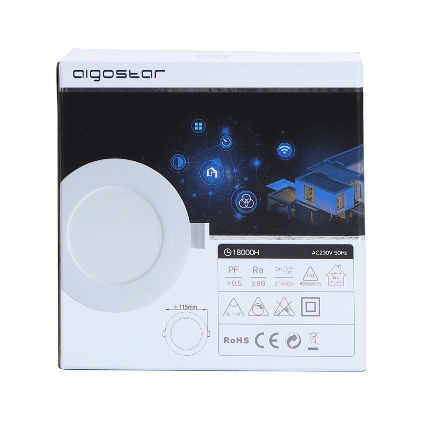 Aigostar - Стельовий вбудований LED світильник з регулюванням яскравості 6W/230V діаметр 11,5 см Wi-Fi