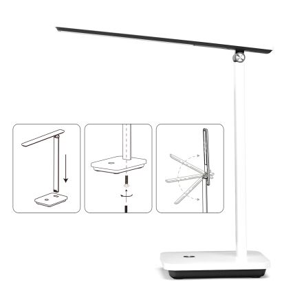 Aigostar - Светодиодная аккумуляторная настольная лампа с регулированием яркости LED/5W/5V 3000-6500K белый/черный