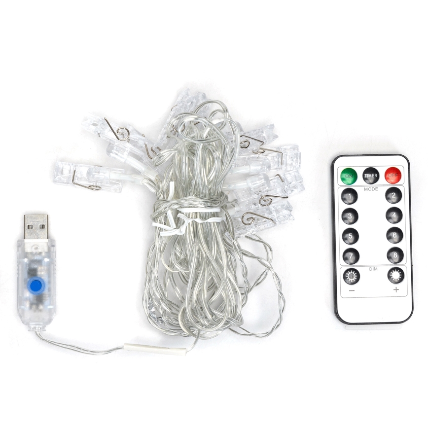 Aigostar - светодиодная декоративная гирлянда 10xLED/5W/USB, 5 м, тёплый белый