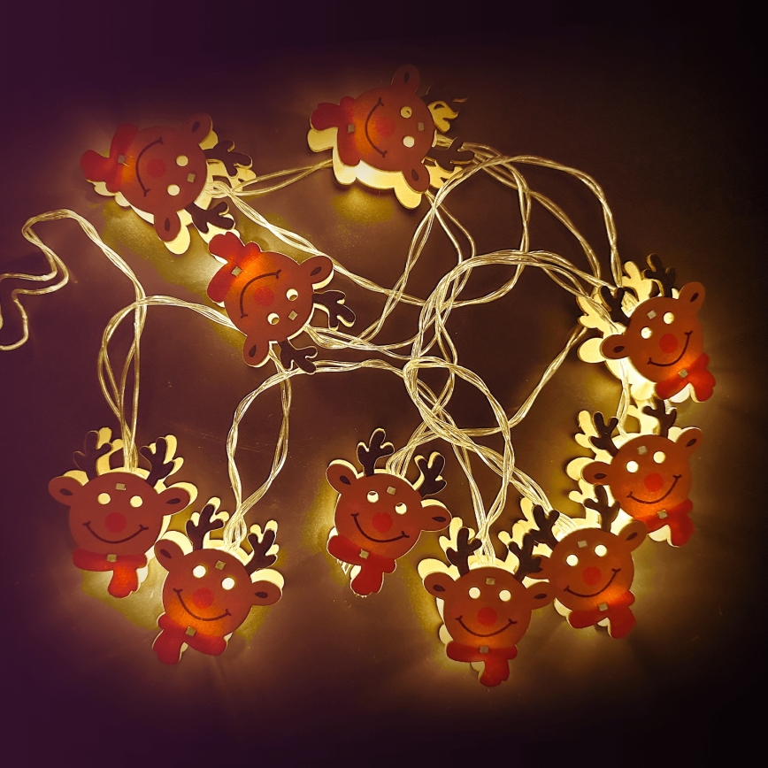 Aigostar - светодиодная гирлянда 20 LED, питание 3×AA, 3 м, тёплый белый, в виде оленя