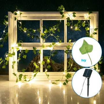 Aigostar - Светодиодная гирлянда на солнечной батарее 100xLED/12 м IP65 300 mAh теплый белый плющ