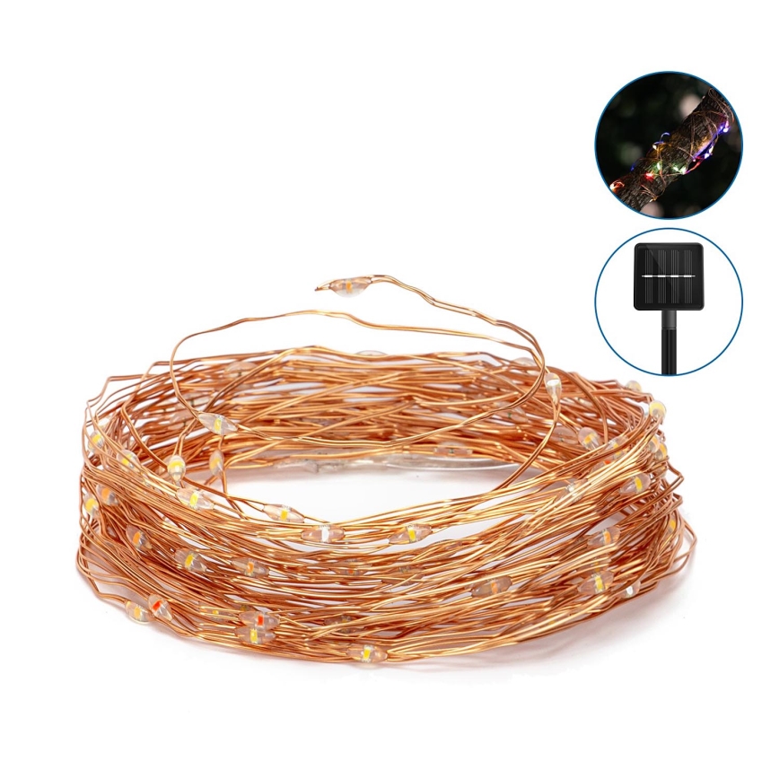Aigostar - Светодиодная гирлянда на солнечной батарее LED/8 функций 12 м 800 mAh IP65 800 mAh цветной