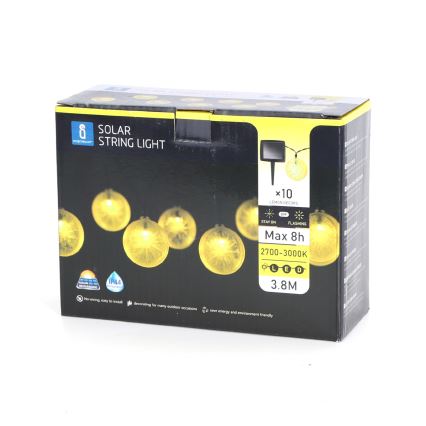 Aigostar - Светодиодная гирлянда на солнечной батарее 10xLED/3,8 м IP44 600 mAh теплый белый
