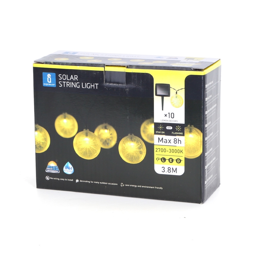Aigostar - Светодиодная гирлянда на солнечной батарее 10xLED/3,8 м IP44 600 mAh теплый белый