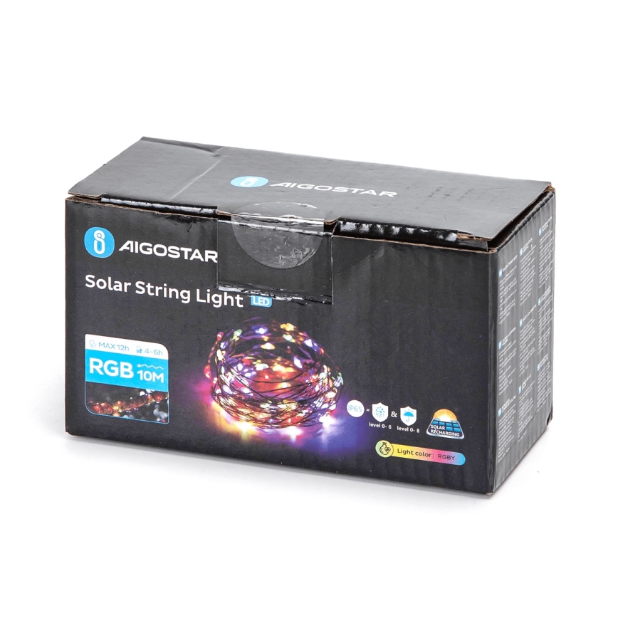 Aigostar - Светодиодная гирлянда на солнечной батарее LED/8 функций 12 м IP65 цветной
