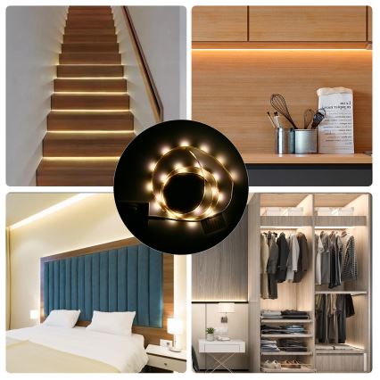 Aigostar - Светодиодная лента с регулированием яркости и датчиком 1 м LED/2W/4xAAA 3000K IP65