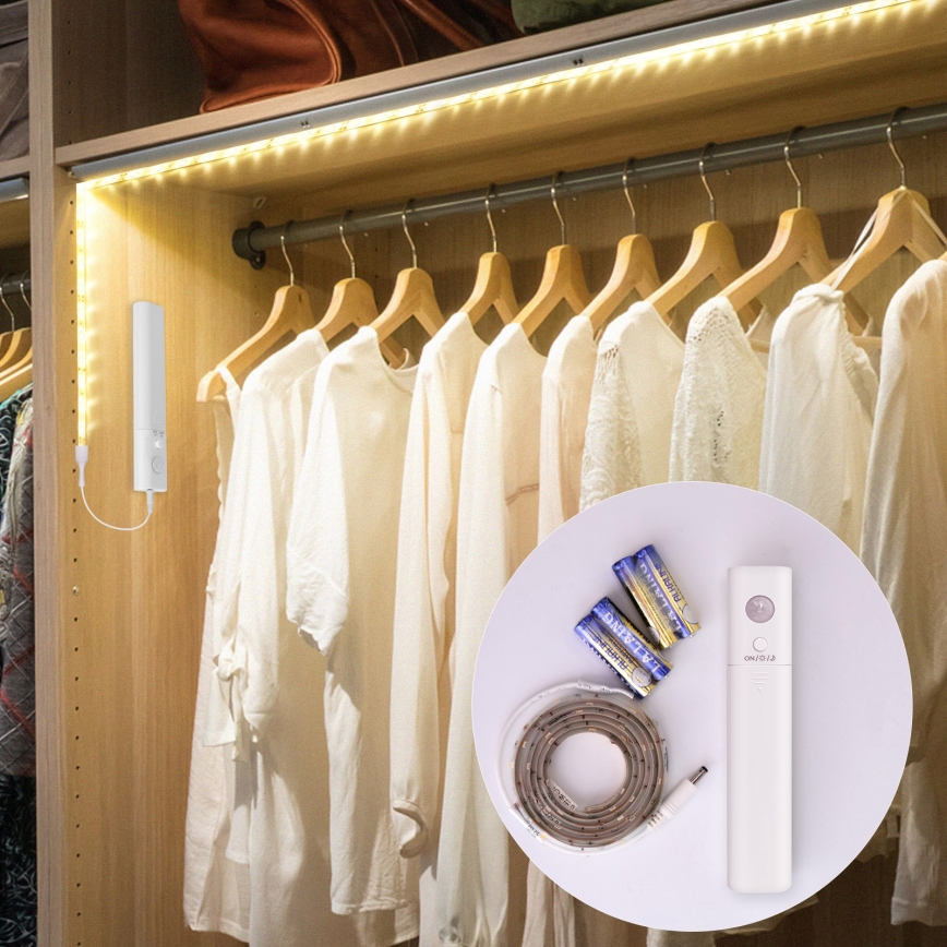 Aigostar - Светодиодная лента с регулированием яркости и датчиком 1 м LED/2W/4xAAA 3000K IP65