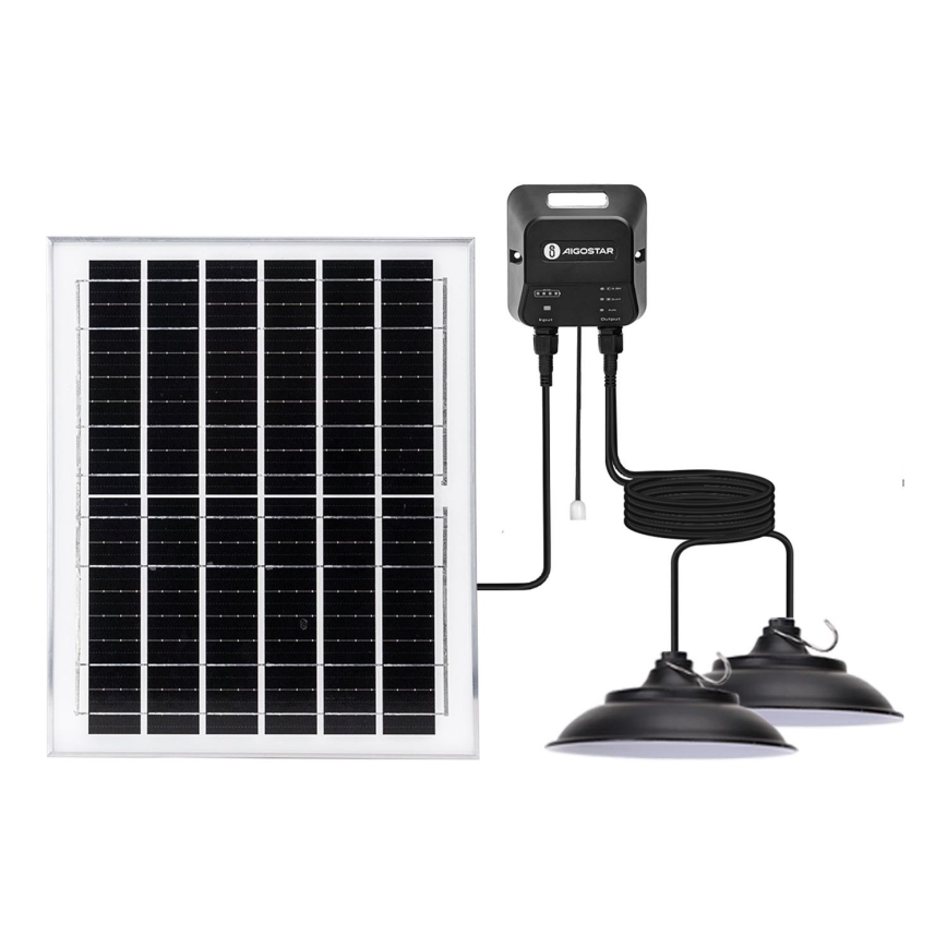 Aigostar - Светодиодная люстра на солнечной батарее 2xLED/70W/12V 12000 mAh 6500K диаметр 23,5 см + дистанционное управление