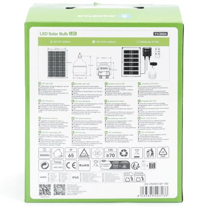 Aigostar - Светодиодная люстра на солнечной батарее LED/35W/12V 3000 mAh 6500K диаметр 10 см + дистанционное управление
