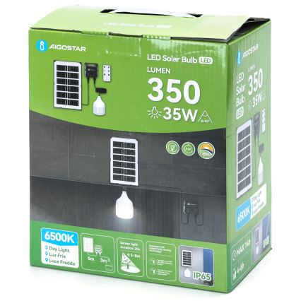 Aigostar - Светодиодная люстра на солнечной батарее с датчиком LED/35W/12V 3000 mAh 6500K диаметр 10 см + дистанционное управление