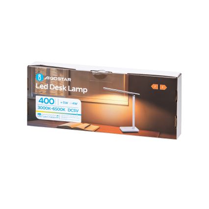 Aigostar - Светодиодная настольная лампа с регулированием яркости LED/5W/5V 3000-6500K белый/черный