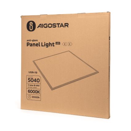 Aigostar - встраиваемая LED-панель для подвесного потолка LED/28 Вт/230 В, высокоэффективная, UGR19, 6000 К, 59,5x59,5 см