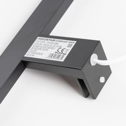 Aigostar - Светодиодная подсветка для зеркала в ванной комнате LED/8W/230V 4000K 40 см IP44 черный