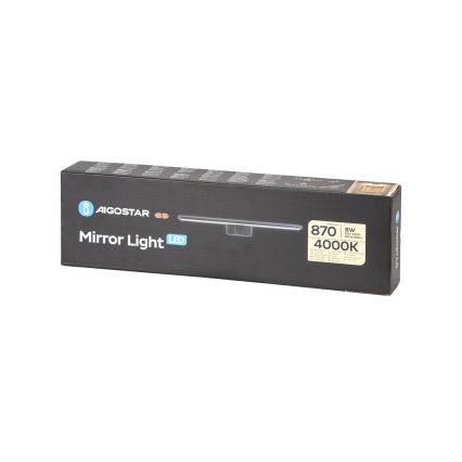 Aigostar - Светодиодная подсветка для зеркала в ванной комнате LED/8W/230V 4000K 40 см IP44 черный