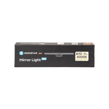 Aigostar - Светодиодная подсветка для зеркала в ванной комнате LED/8W/230V 4000K 40 см IP44 черный