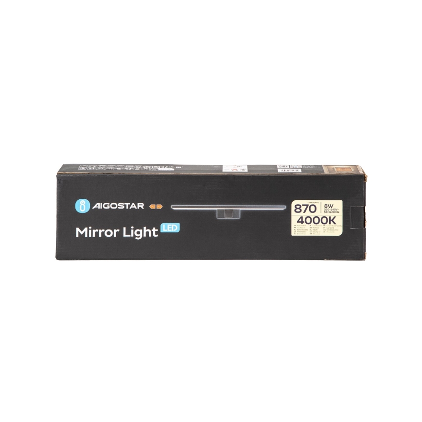 Aigostar - Светодиодная подсветка для зеркала в ванной комнате LED/8W/230V 4000K 40 см IP44 черный