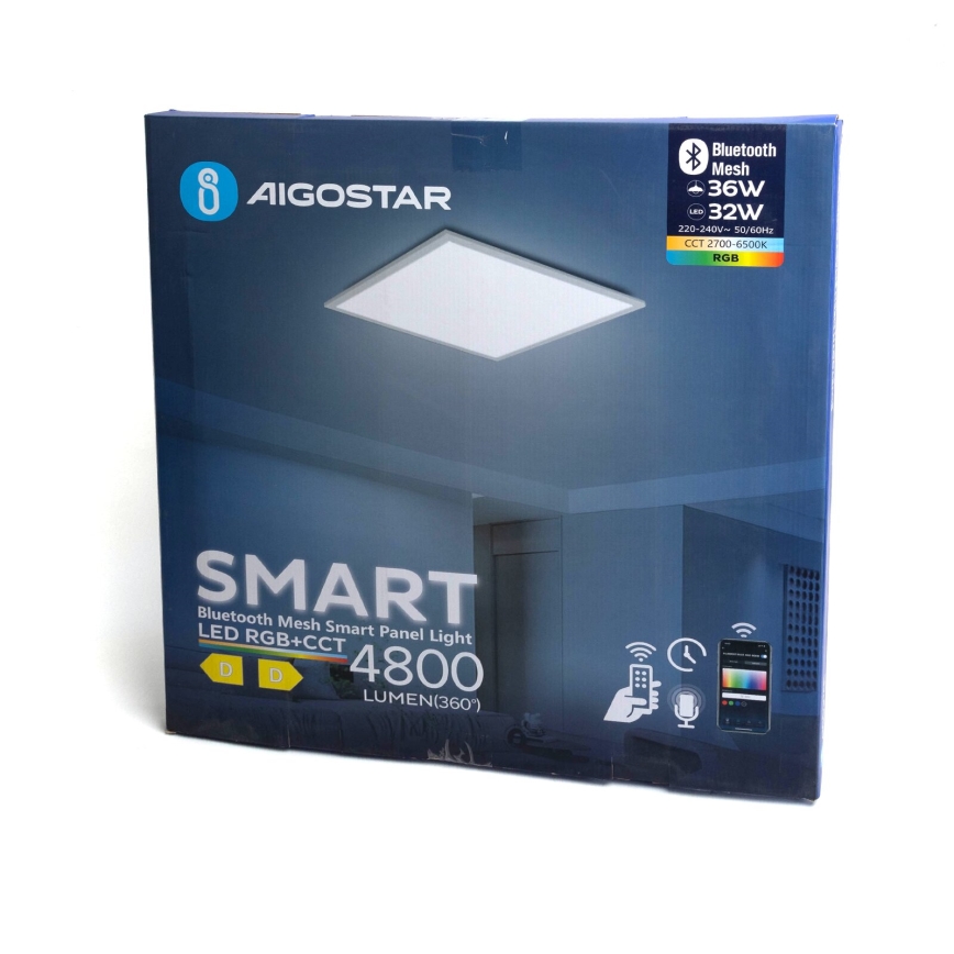 Aigostar - Светодиодная припотолочная RGBW-панель с регулированием яркости MESH LED/36W/230V 60x60 см
