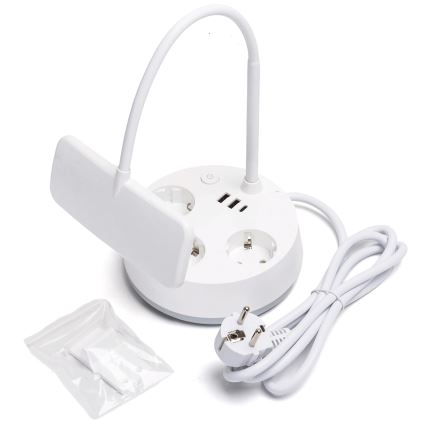 Aigostar - Светодиодная регулируемая настольная лампа с розетками и USB LED/4,6W/230V 3000/4000/6500K белая