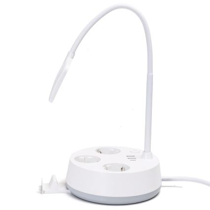 Aigostar - Светодиодная регулируемая настольная лампа с розетками и USB LED/4,6W/230V 3000/4000/6500K белая