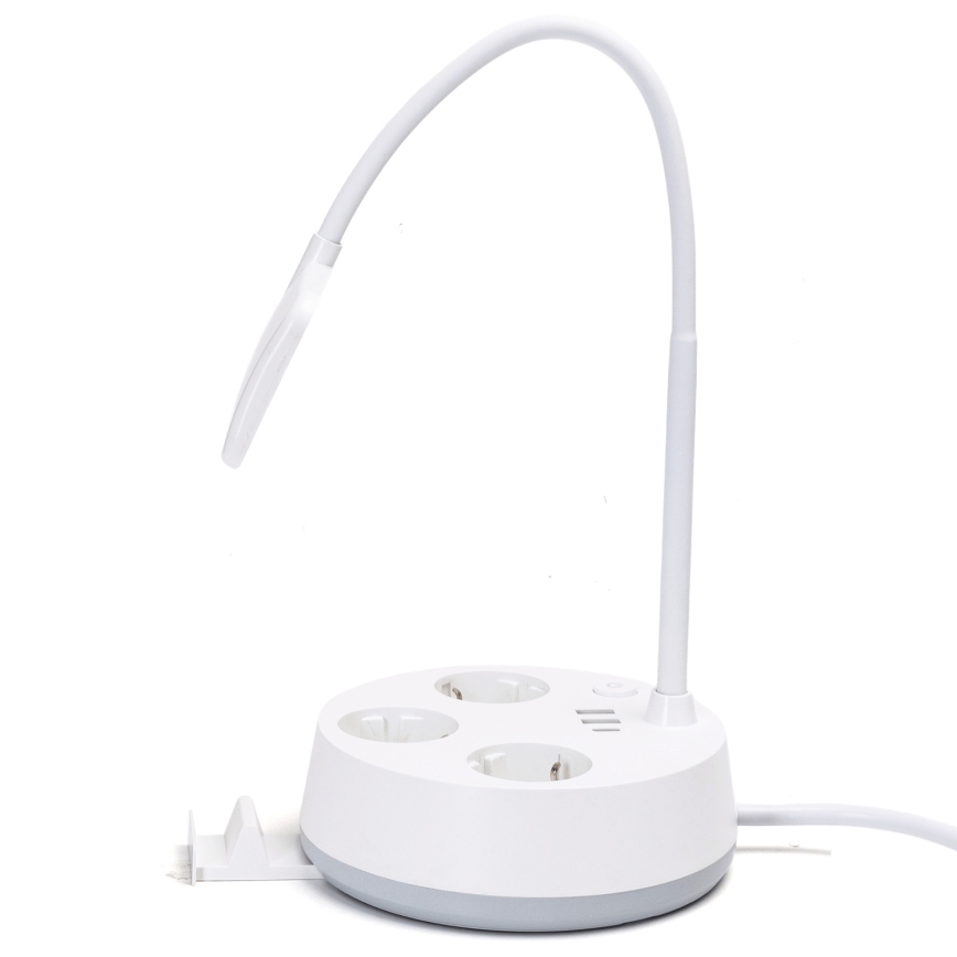Aigostar - Светодиодная регулируемая настольная лампа с розетками и USB LED/4,6W/230V 3000/4000/6500K белая