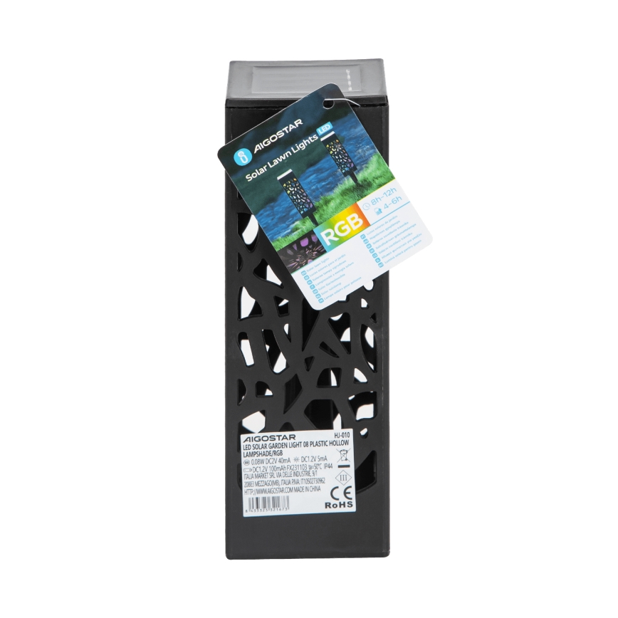 Aigostar - Светодиодная RGB-лампа на солнечной батарее LED/0,006W/1,2V 28,5 см черный IP44