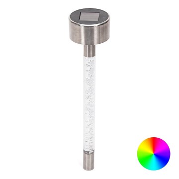 Aigostar - Светодиодная RGB-лампа на солнечной батарее LED/0,006W/1,2V 36,7 см матовый хром IP44