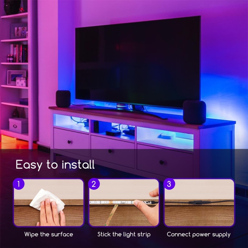 Aigostar - Светодиодная RGB-лента с регулированием яркости 5 м LED/24W/12/230V IP65 + пульт ДУ