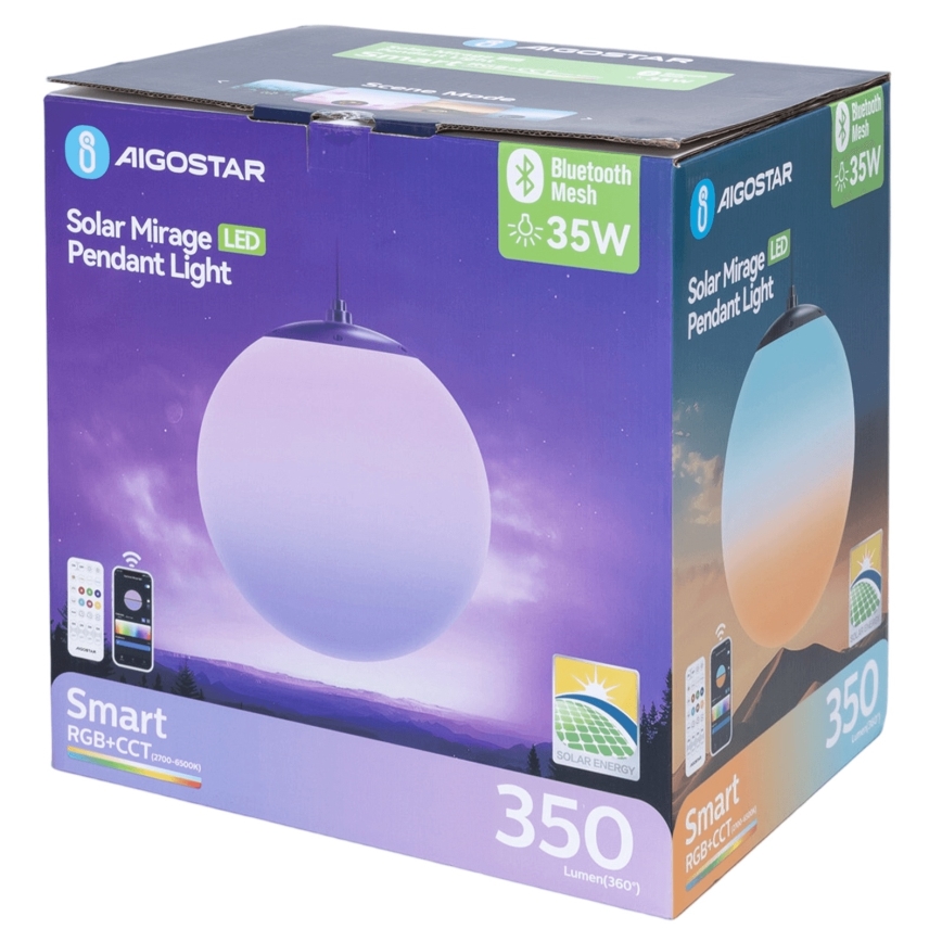 Aigostar - Светодиодная RGB-люстра на солнечной батарее с регулированием яркости MESH LED/5W/3,7V 8000 mAh 2700K-6500K IP65 диаметр 30 см