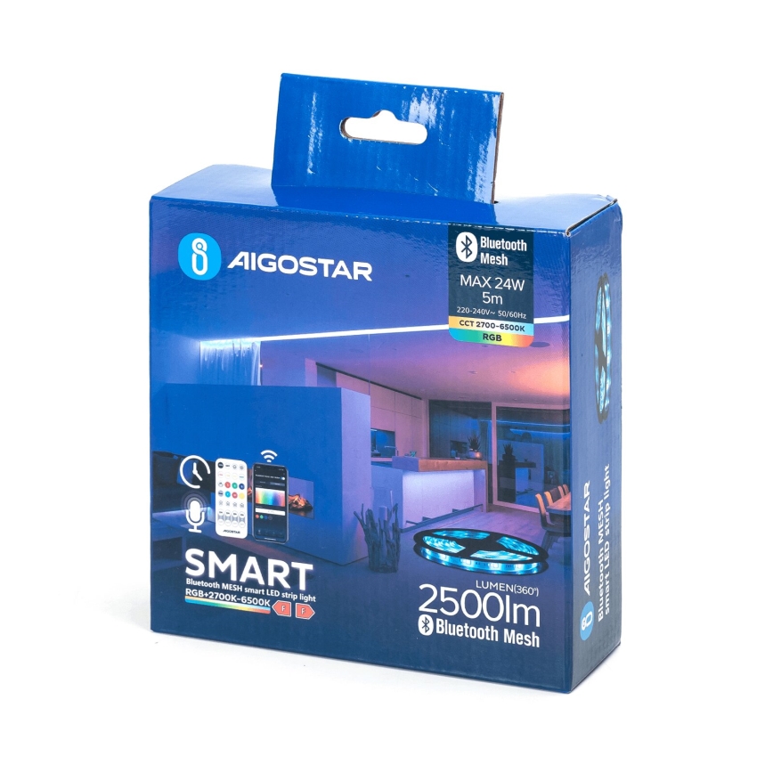 Aigostar - Светодиодная RGBW-лента 5 м MESH MESH LED/24W/230V 2700-6500K + дистанционное управление