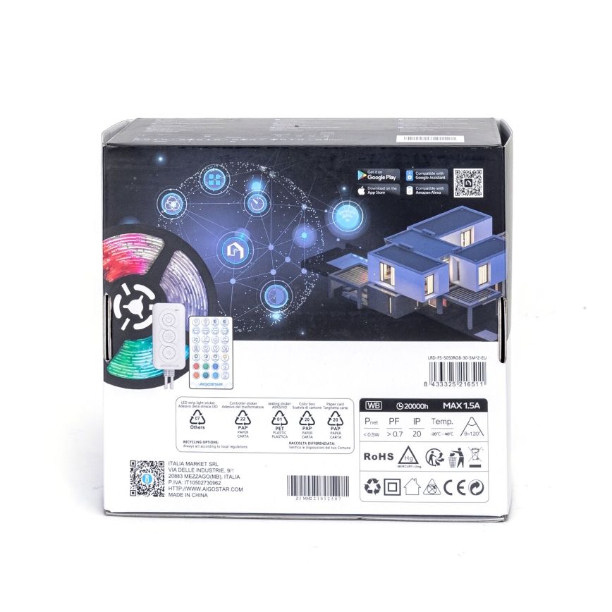 Aigostar - Светодиодная RGBW-лента с регулированием яркости LED/18W/12V 2x5 м Wi-Fi