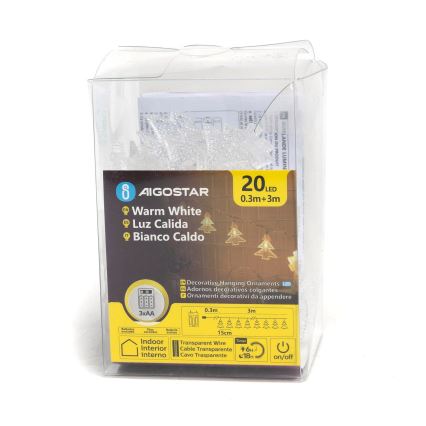 Aigostar - Светодиодная рождественская гирлянда 20xLED/3xAA 3,3 м деревья