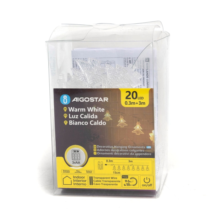 Aigostar - Светодиодная рождественская гирлянда 20xLED/3xAA 3,3 м деревья