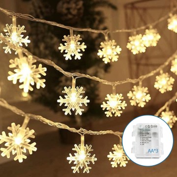Aigostar - Светодиодная рождественская гирлянда 20xLED/3xAA 3,3 м снежинки