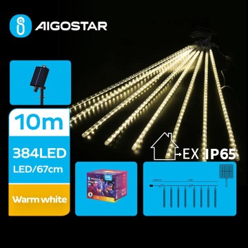 Aigostar - Светодиодная рождественская гирлянда на солнечной батарее 384xLED/13 м 1200 mAh IP65 теплый белый