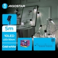 Aigostar - Светодиодная рождественская гирлянда на солнечной батарее 10xLED/8 функций 6,5 м 500 mAh IP65 холодный белый