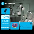 Aigostar - Светодиодная рождественская гирлянда на солнечной батарее 20xLED/8 функций 11,5 м 1200 mAh IP65 холодный белый