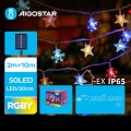 Aigostar - Светодиодная рождественская гирлянда на солнечной батарее 50xLED/8 функций 12 м IP65 цветной