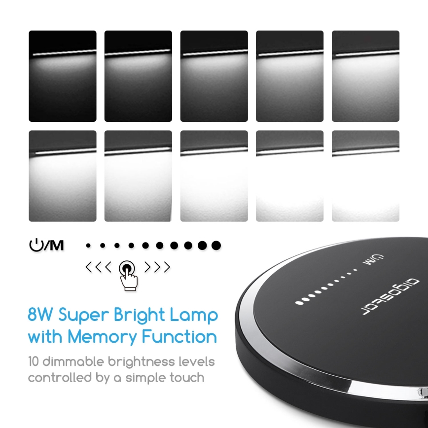 Aigostar - Светодиодная сенсорная настольная лампа с регулированием яркости LED/8W/230V 3000-6000K черный